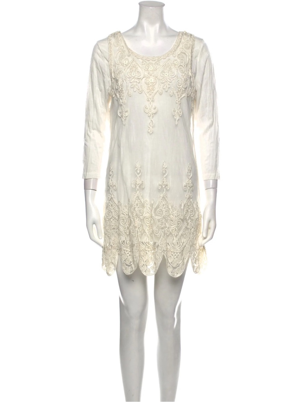 Alberto Makali Ivory Lace Embroidered Dress